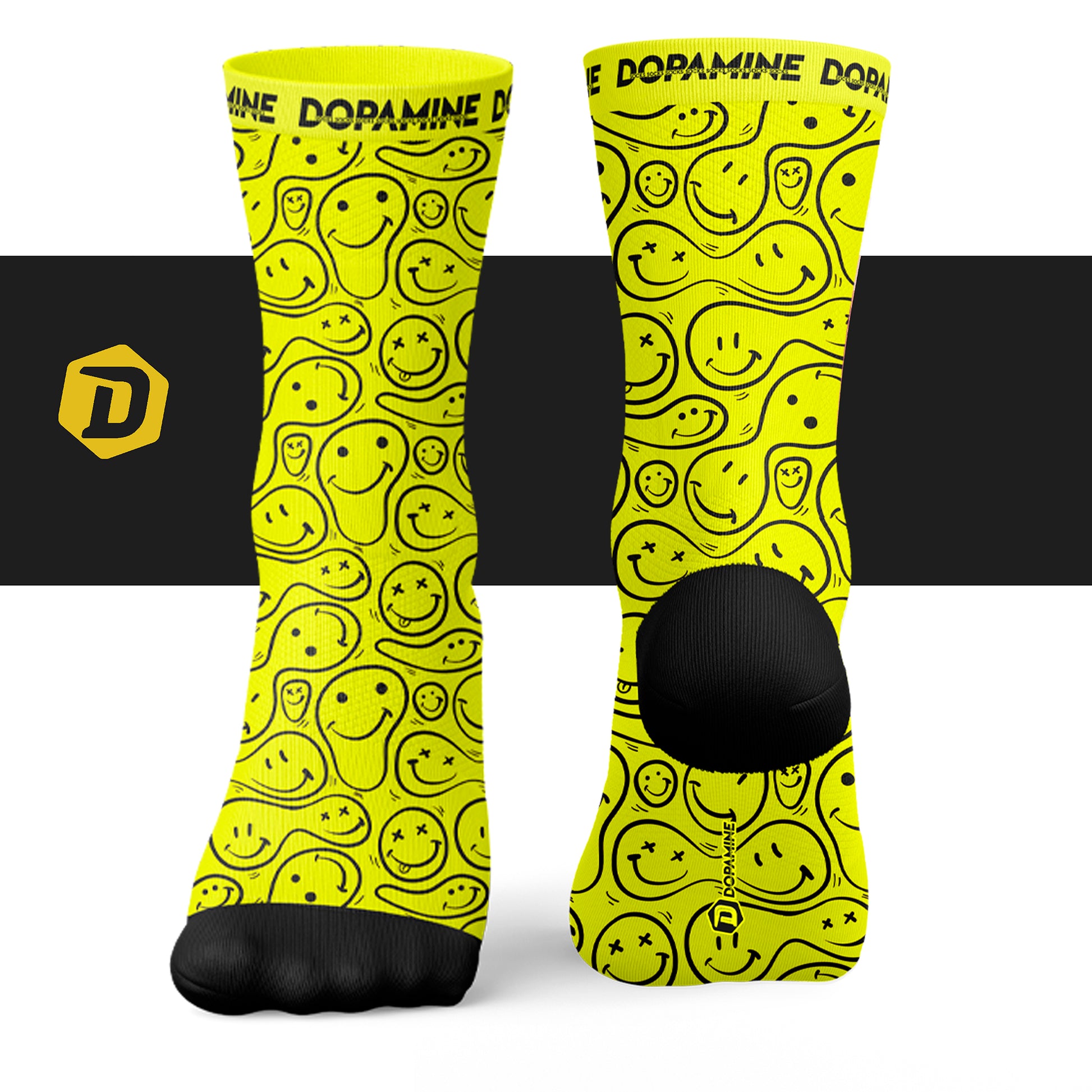 Calcetin Deportivo SOCK SPORT+ SMILE NEON AMARILLO - DOPAMINEOFICIAL